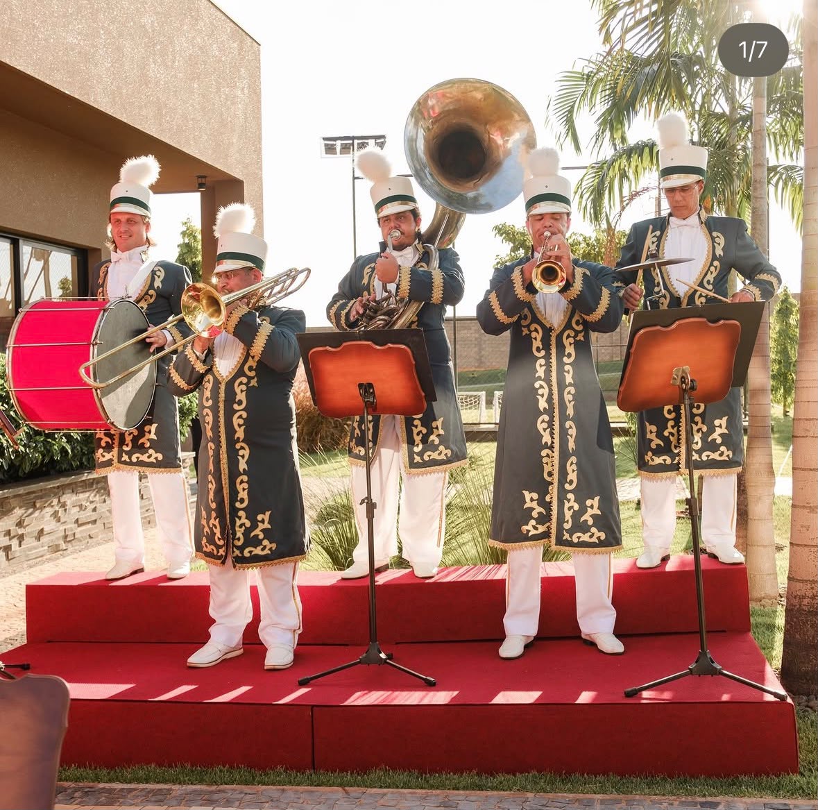 Banda marcial se apresentando no aniversário de 1 ano do Matteo